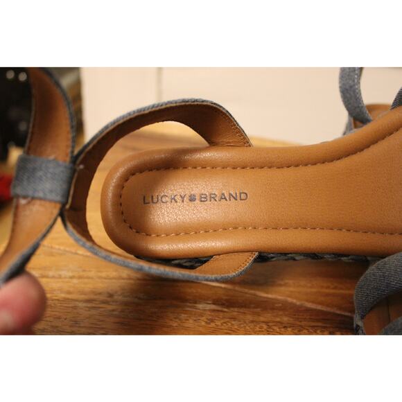 Women's Lucky Brand Sandal Strappy Wedge Blue - Picture 6 of 6